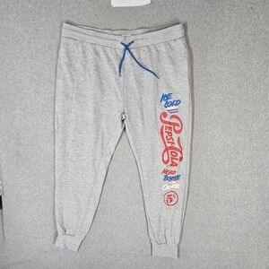 Pepsi Men Activewear Pants MEDIUM Gray Sweatpants Graphic Fleece Pepsi-Cola